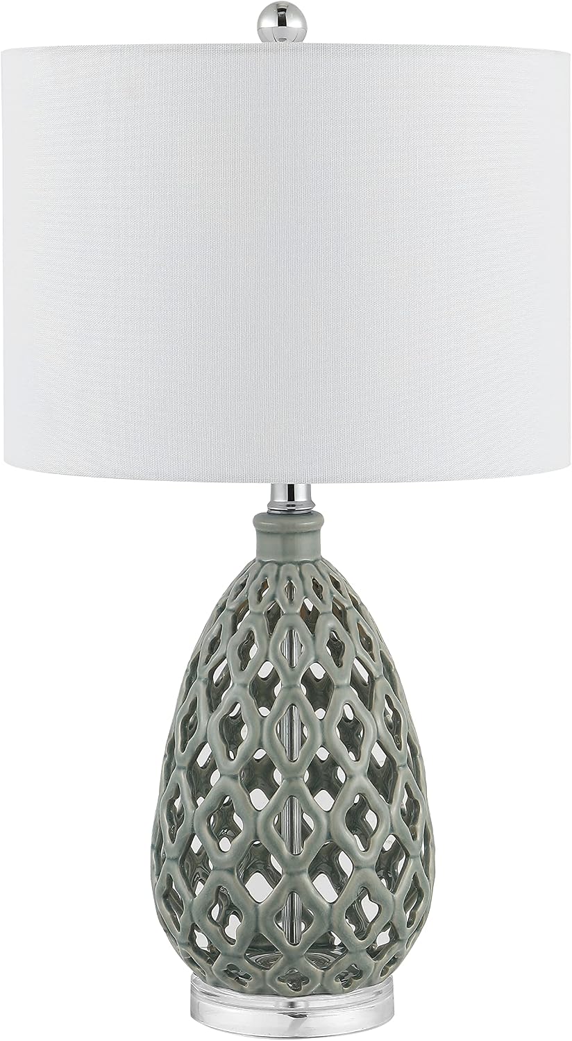 SAFAVIEH Lighting Collection Quin Moroccan Grey 25-inch Table Lamp Set of 2