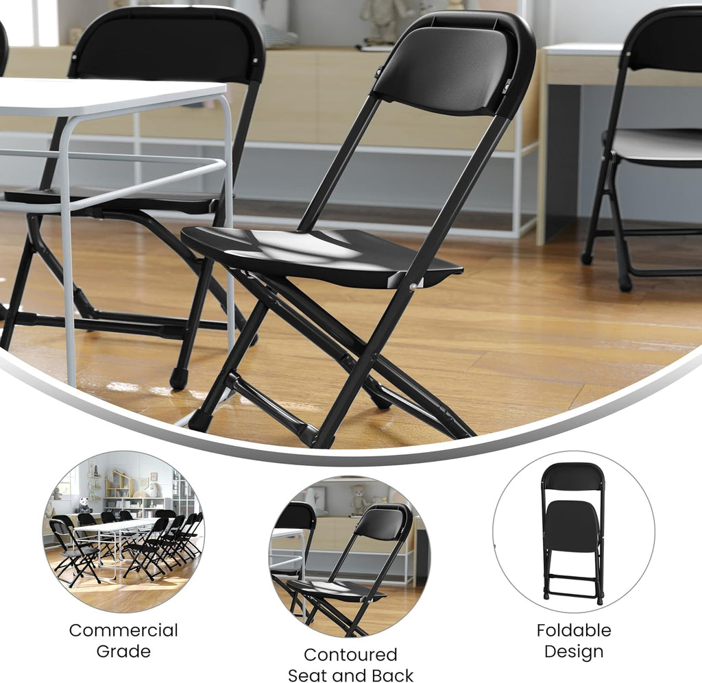 Flash Furniture Timmy 10 Pack Kids Black Plastic Folding Chair