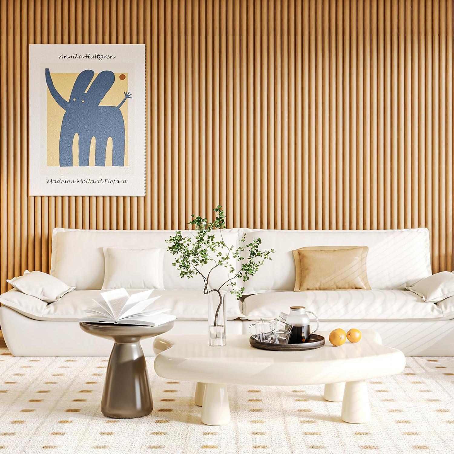 Art3d 4 Pc 96'x5.7' Wood Slat Wall Panel for Interior, Ceiling and Decoration, Semi-Cylinder Design, 15.2 SqFt