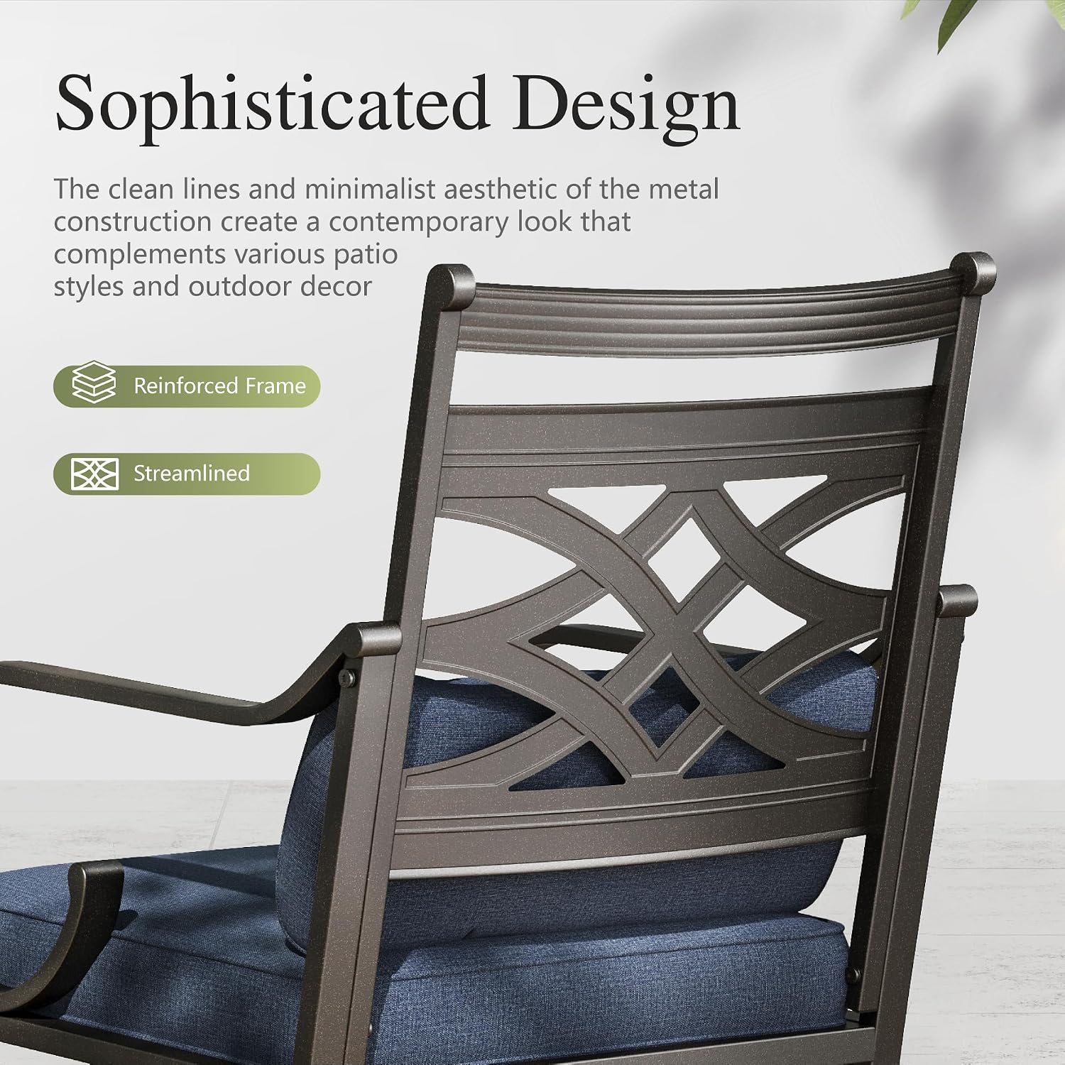 Sophia and William Patio Dining Set for 6, Outdoor Table and Chairs, Removable Seat Cushions, 60' Black Patio Dining Table,Blue