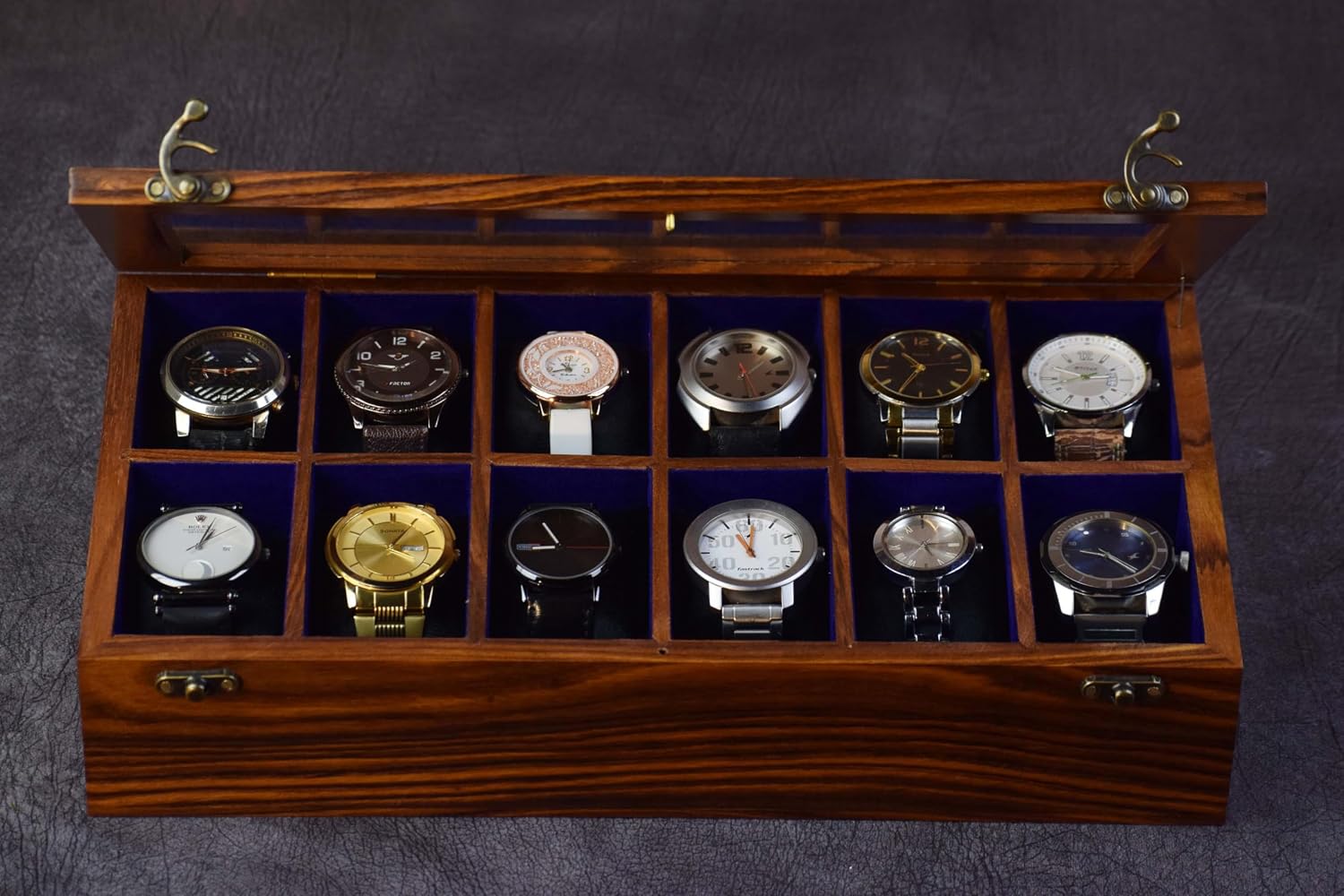 Royal Craft Expertise Wooden watch boxes, Watch box case organizer for men- Indian Long Lasting Wooden Watch Case - Luxury watch box for 12 watches For large mens wrist watches