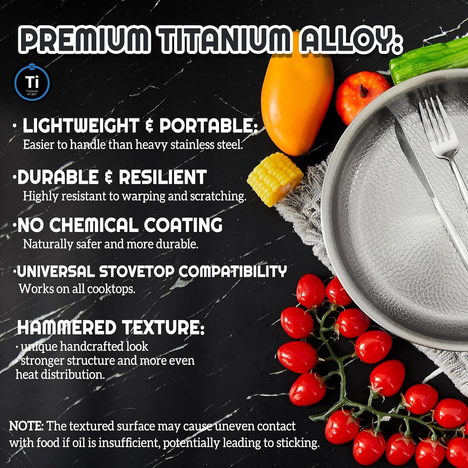 LemonRoad 3 Pcs 10.23', 11.02', 11.81' Titanium Pan Set for Cooking, Hammered Pan with Lid for Cooking Durable Scratch Resistant, Safe for Oven Induction