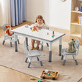 GITAWUSA Kids Study Table and Chairs Set, Height Adjustable Toddler Table and Chair Set for Kids Ages 3-8, Graffiti Desktop (Grey)