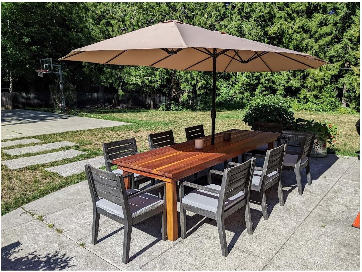 Best Redwood Farmhouse Dining Table Clear No Finish 10FT