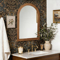 LuxenHome Arched Wall Mirror, 40'x29' Farmhouse Wooden Decorative Mirrors for Wall, Accent Entryway Mirror, Wall Mounted Mirror for Living Room