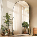 HARRITPURE 71'x30' Arched Full Length Mirror Free Standing Leaning Hanging Mounted Mirrors Aluminum Frame Modern Simple Home Decor for Living Room Bedroom Cloakroom, Black