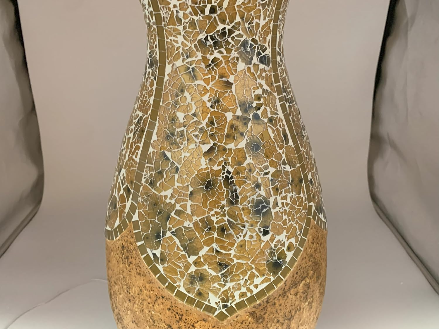 Floor Vase, 24 Inch Mosaic Vase – Tall Cylinder Made of Terracotta with Yellow Tan Glass Mosaic Pieces – Handcrafted Decorative Home Décor Accent Piece for Bedroom, Living Room, Office