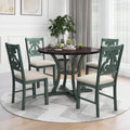 Harper & Bright Designs 5-Piece Round Table Set with Shelf, Wooden Family Dining Table