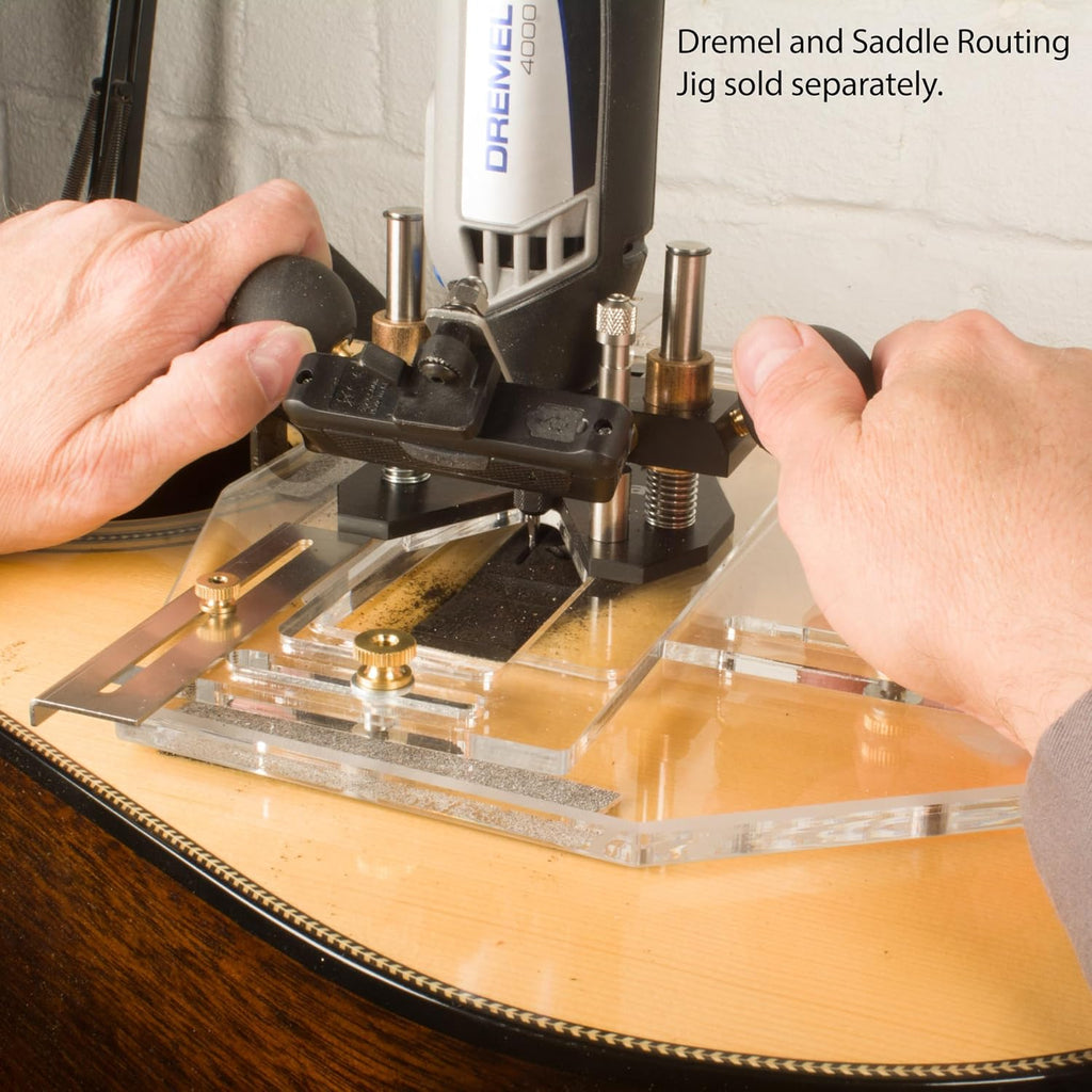 StewMac Plunge Router Base, Compact Plunge Router Attachment for Rotary Tools, Micro Depth Stop, LED Light Bar, Dust Nozzle Port, For Inlays Saddle Slots and Fret Slot Cleaning