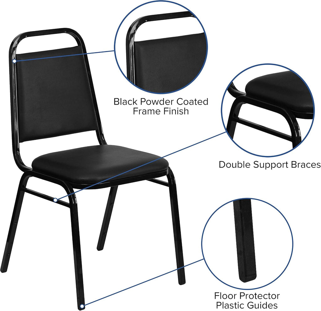 Flash Furniture 5-Piece 36' Square Laminate Dining Table/Chairs Set, Restaurant Dining Set with Table, X-Base, and 4 Trapezoidal Back Chairs, Black