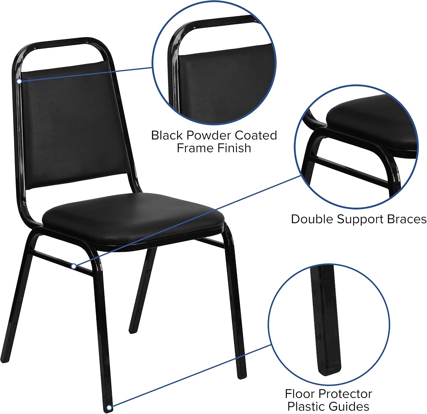 Flash Furniture 5-Piece 36' Square Laminate Dining Table/Chairs Set, Restaurant Dining Set with Table, X-Base, and 4 Trapezoidal Back Chairs, Black