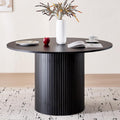 47' Round Dining Table for 4, Black Modern Kitchen Table Circle Pedestal Dinner Table, φ47.2 x H 29.5'