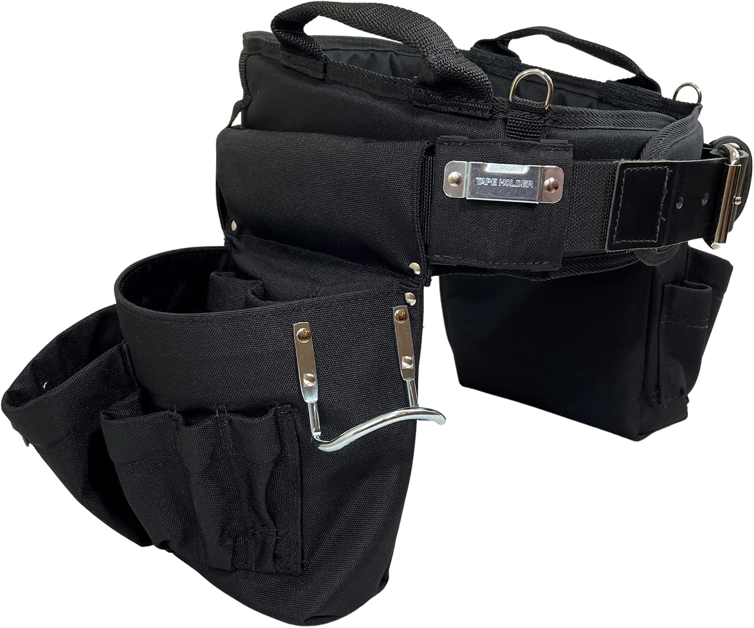 BOULDER BAG Professional Carpenter MAX Combo with Comfort Back Support Tool Belt, Leather Belt Buckle, Heavy Duty Tool Bag, Black (Small 24-27 Inches) | Made in USA