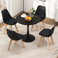Tangkula Round Dining Table Set for 4, Kitchen Table Set with Padded Seat & Solid Wood Legs, Round Kitchen Table and Chairs for Small Space, Black (Black)