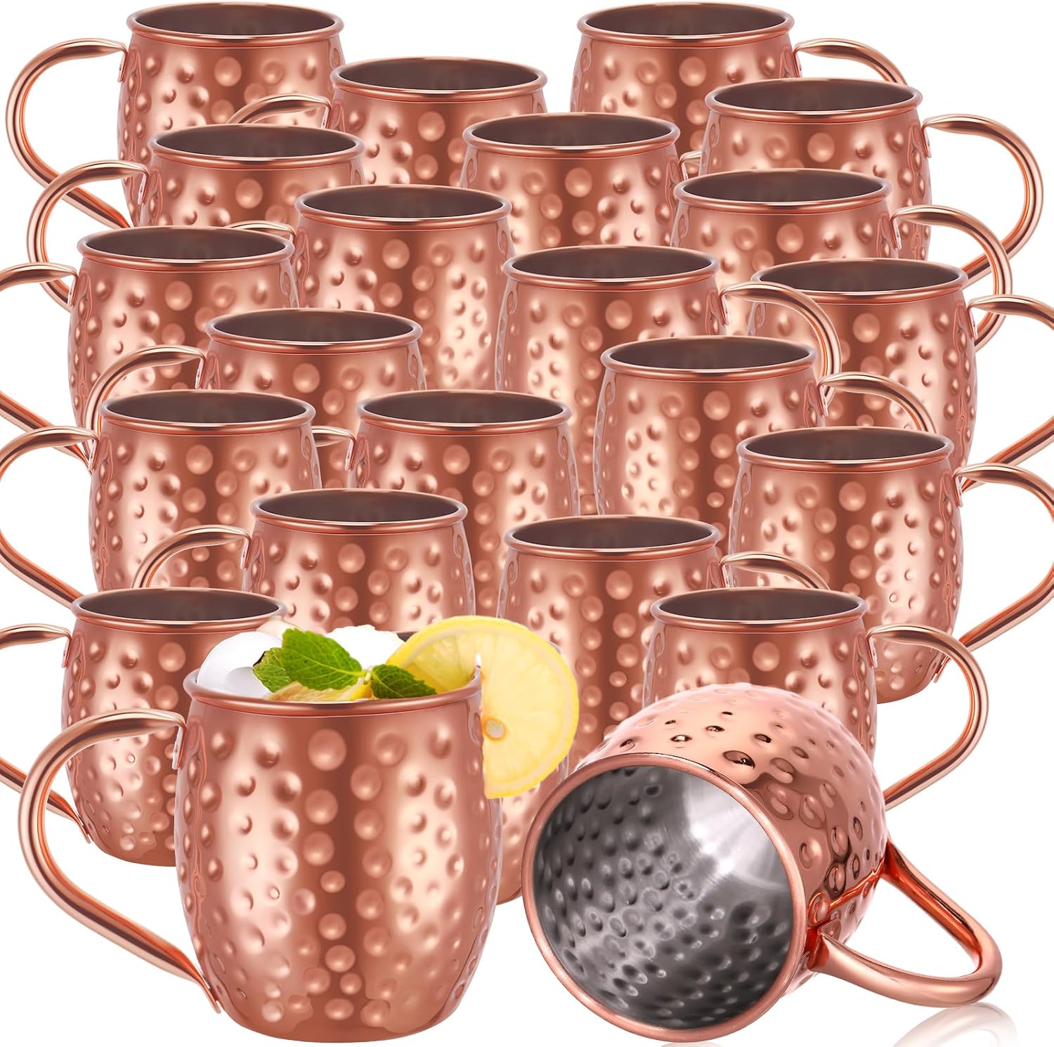 Didaey 24 Pcs Moscow Mule Mugs Set 12oz Rose Gold 304 Stainless Steel Moscow Mule Cups Bulk Hammered Copper Cups Tarnish Resistant Copper Plated Mug for Cold Drinks Beer Wine Bars Parties Gifts