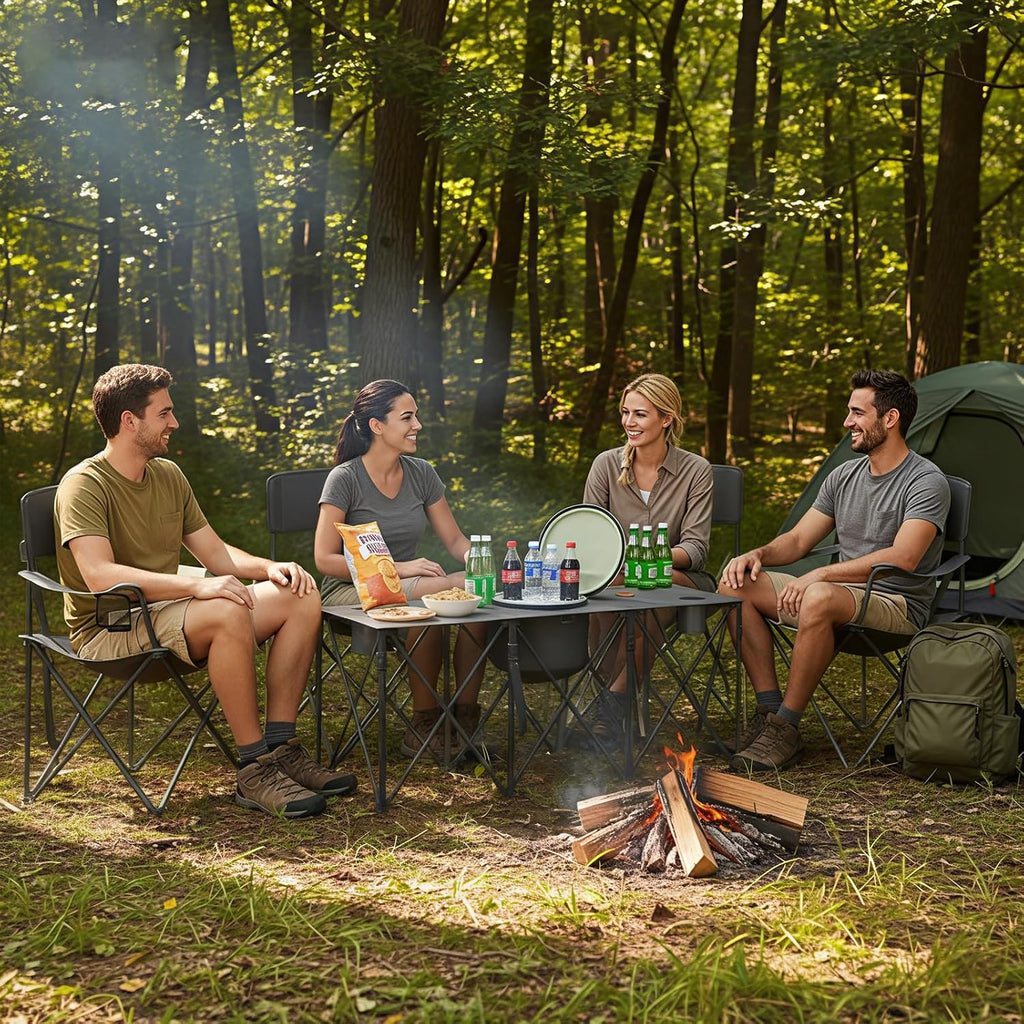 Camping Chair Set of 3, Outdoor Folding Camping Chairs for Heavy People with Cup Holder & Carry Bag,Collapsible Chair Include One Sofa Chair and Two Single Chair,Support up to 500lbs