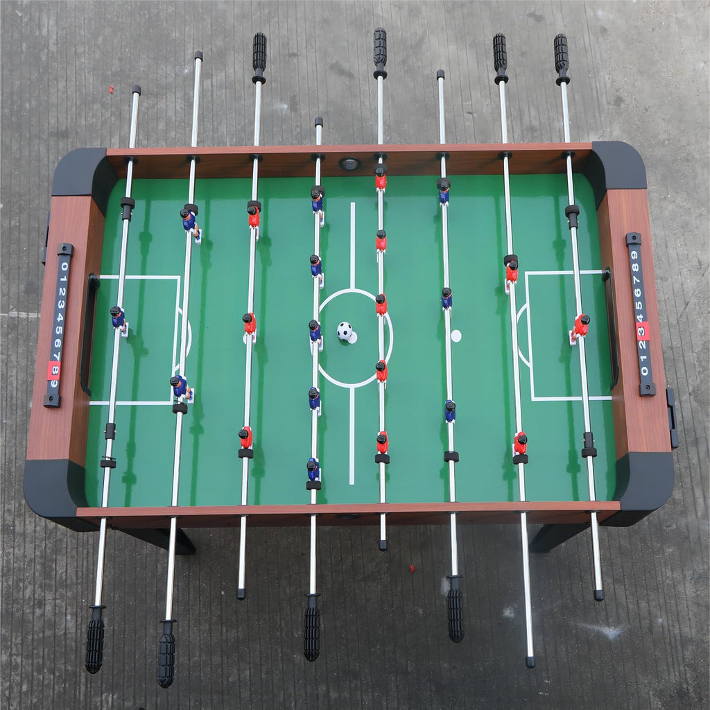 48'' Soccer Table, Large Size Foosball Game Table for Adult, Football Table with Cup Hloders & Sturdy Leg for Game Rooms & Parties, Classic Brown