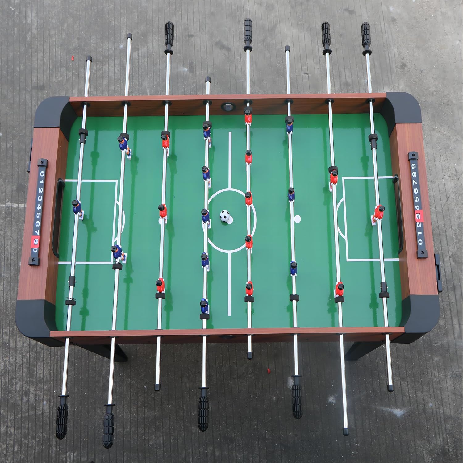 48'' Soccer Table, Large Size Foosball Game Table for Adult, Football Table with Cup Hloders & Sturdy Leg for Game Rooms & Parties, Classic Brown