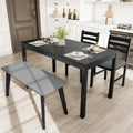 Dining Table Set for 4, Solid Wood Kitchen Table Chairs Set of 4, 43.3' Space-Saving Mid Century Modern Dining Room Table with Chairs and Bench for Kitchen, Living Room,Breakfast Nook, Black