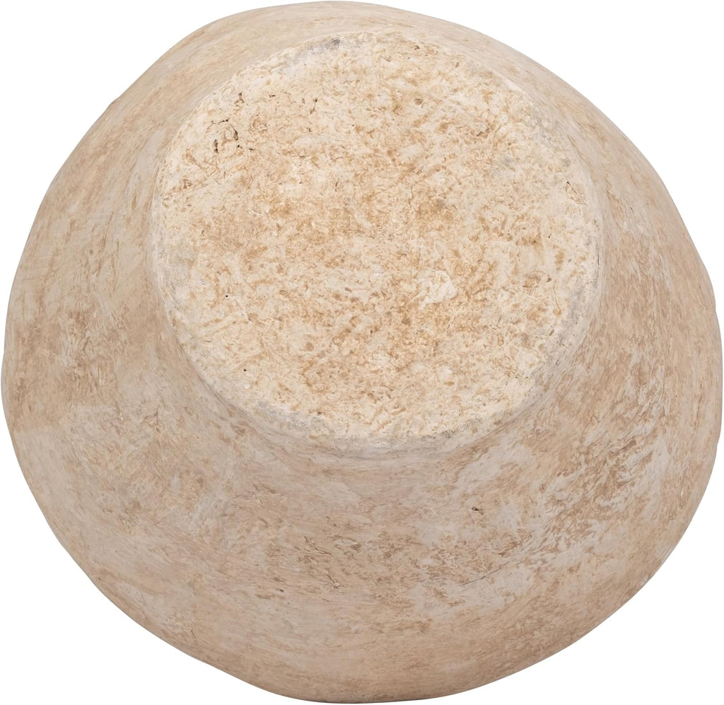 Paper Mache Vase – Flower Holder for Stems and Greenery, Living Room or Bedroom Shelf and Table Styling, Textured Pottery Look Home Decor Accent for Collected Spaces – 14', White Vase