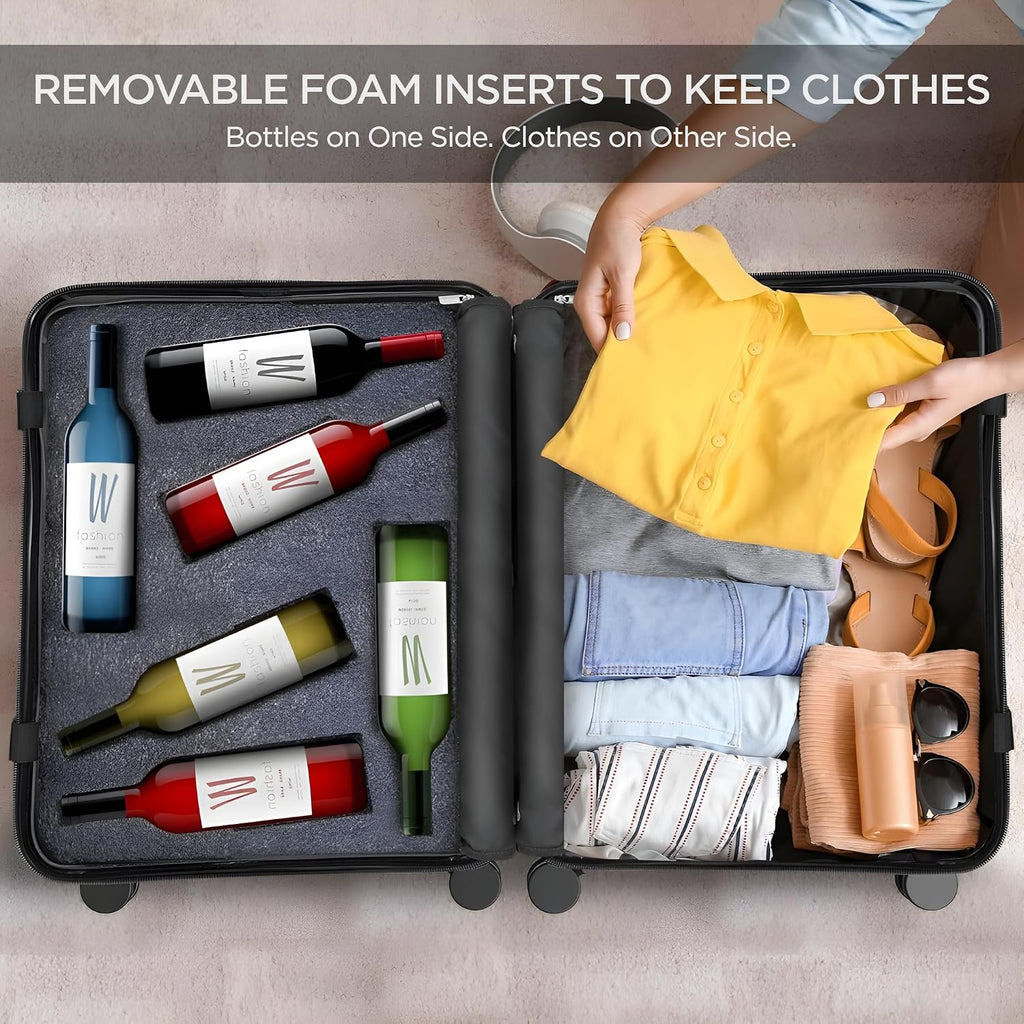 boldworks Wine Suitcase for Airplanes 12 Bottle Wine Luggage for Airplane Travel with TSA Approved Lock and Removable Insert to Carry Liquor Black Color Case