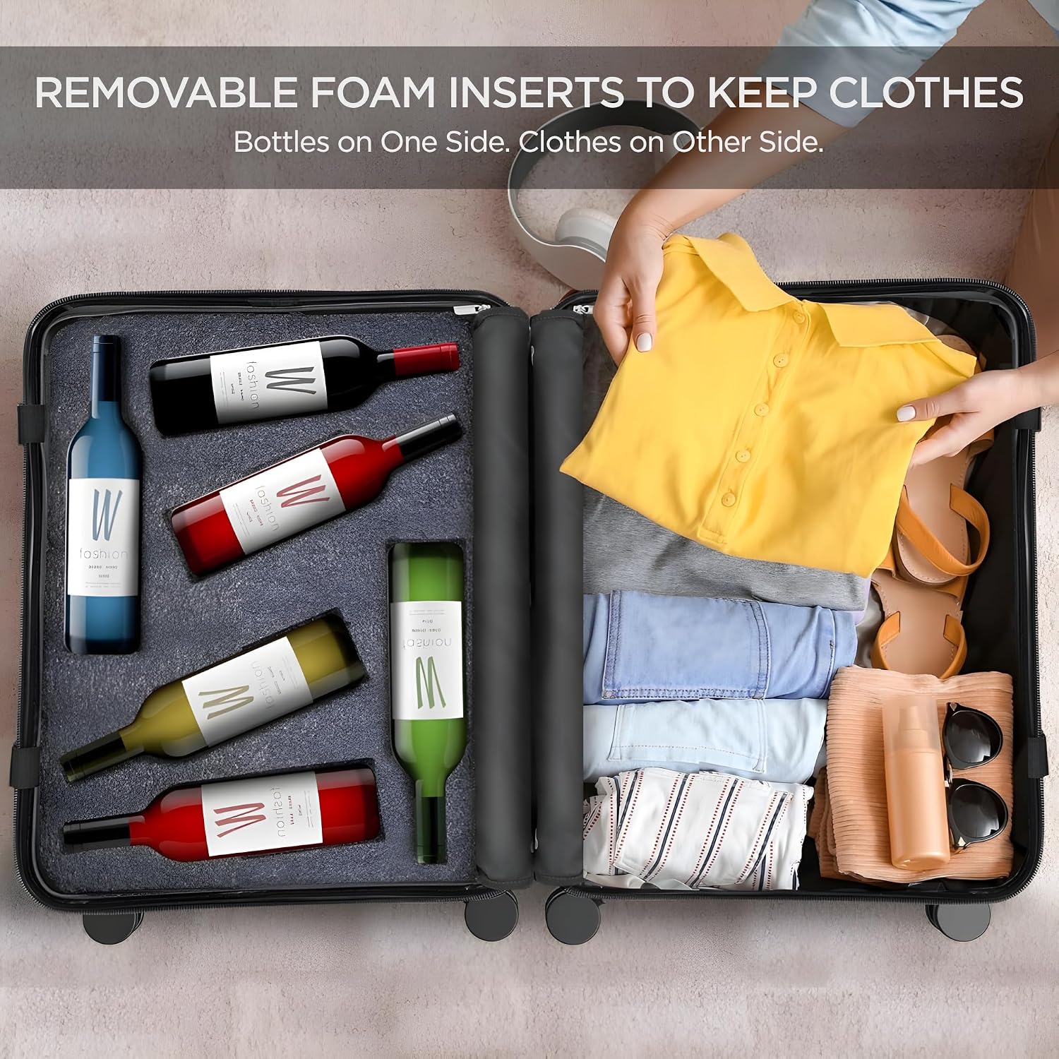 boldworks Wine Suitcase for Airplanes 12 Bottle Wine Luggage for Airplane Travel with TSA Approved Lock and Removable Insert to Carry Liquor Black Color Case