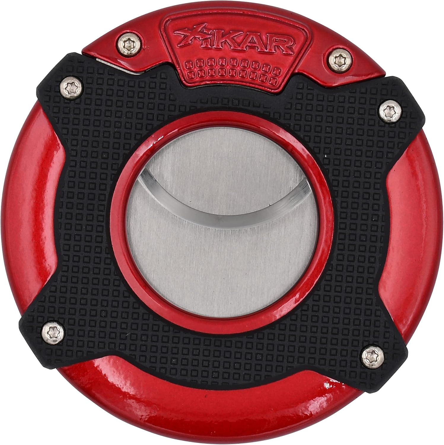 XIKAR Enso Cigar Cutter, Synchronized Double-Guillotine Stainless Steel Blades, Planetary Gear System, Red