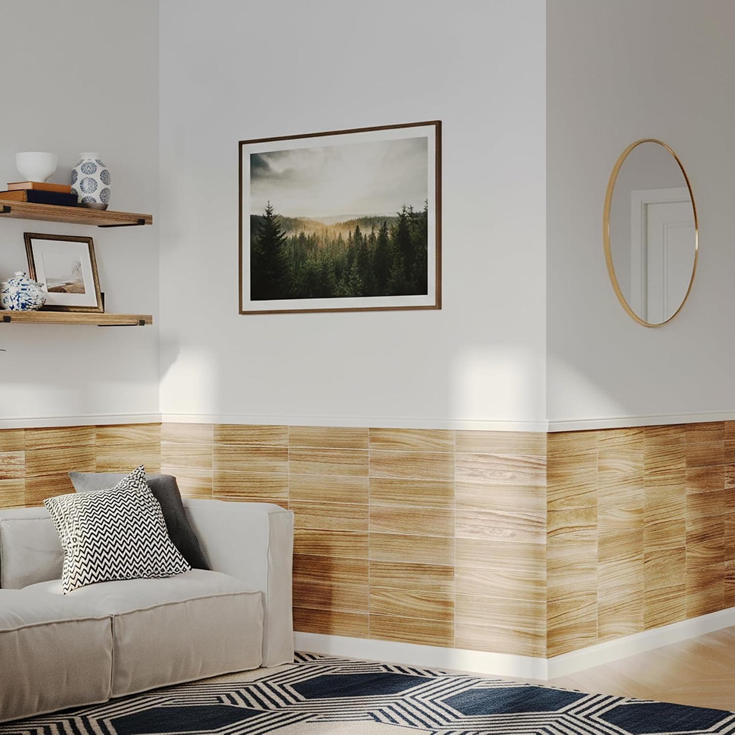 100% Paulownia Wood Wall Planks, 17'' x 4.5'' x 0.6'' Wood Panels for Accent Walls, DIY Wall Paneling Boards for Home Decor, Bedroom, Living Room, DIY Art Craft Boards, 50 Sq Ft, 100pcs