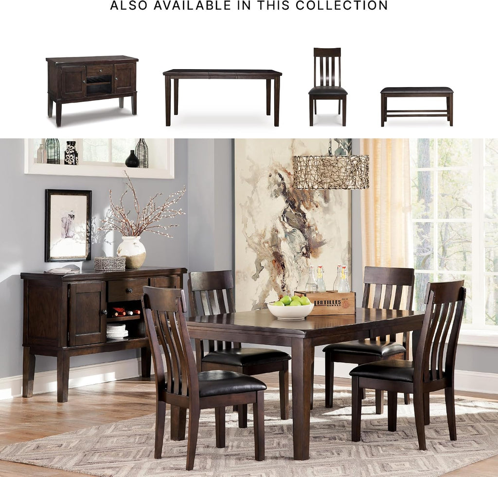 Signature Design by Ashley Haddigan Faux Leather Cushioned Rake Back Dining Chair, 2 Count, Dark Brown
