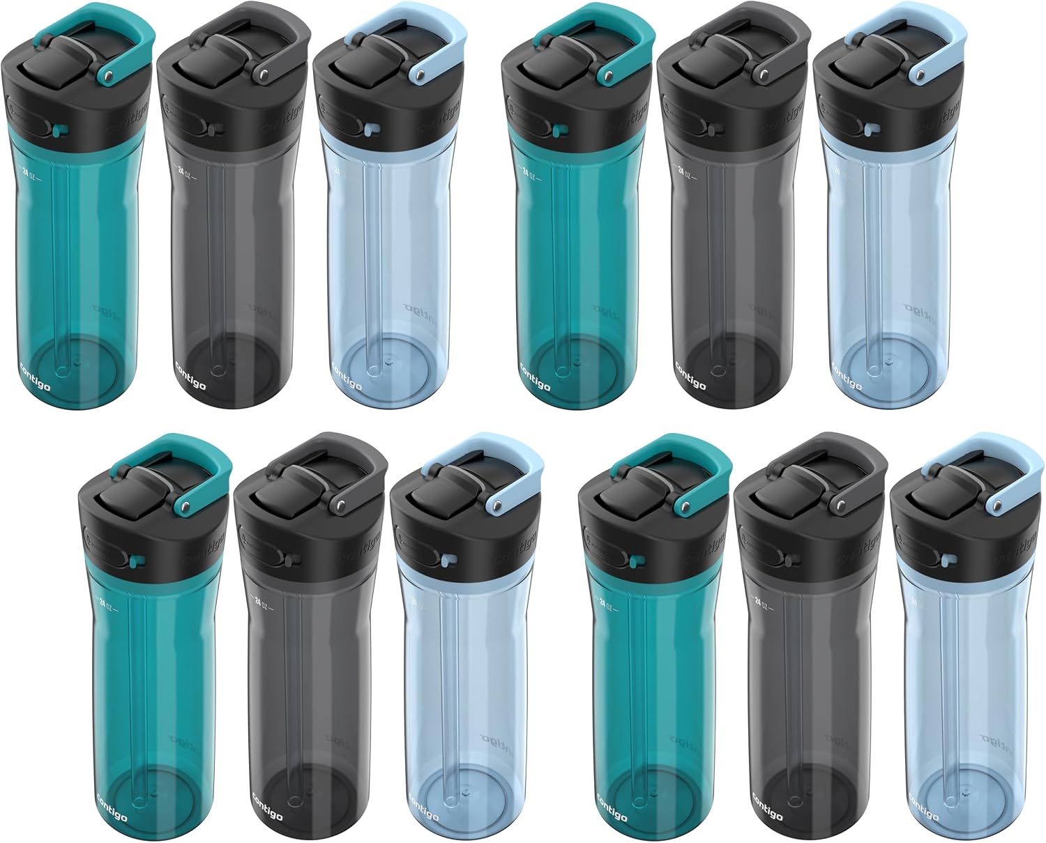 Contigo AUTOSPOUT Water Bottle, 24 oz | Leakproof Design | Juniper/Sake/Glacier | Pack of 12