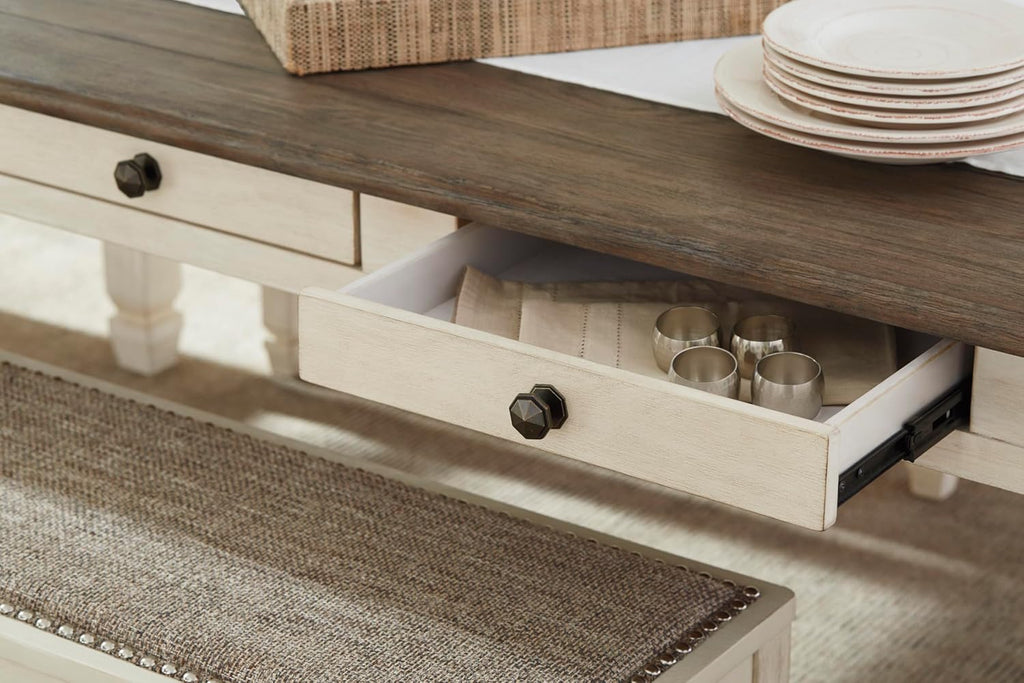 Signature Design by Ashley Bolanburg Dining Table, 2-Tone Farmhouse Style With 6 Built-In Storage Drawers, Wood & Engineered Wood Construction, Seats Up To 6, White/Brown