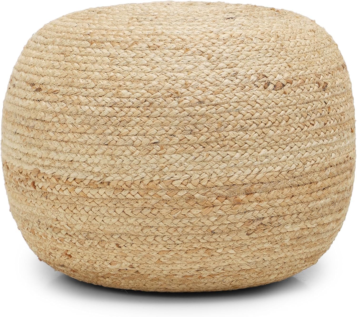 · REDEARTH · Jute Circular Pouf Ottoman - Braided Pouffe Accent Sitting Round Footrest for Living Room, Bedroom, Nursery, kidsroom, Patio, Gym; 100% Jute Set of 2 (19.5'X19.5'X14'; Jute Natural)