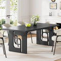 71'' Large Dining Table for 6 to 8 People, Modern Rectangular Kitchen Table, Dinner Table Furniture with Metal Legs for Dining Room, Living Room, Banquet, Home, Black