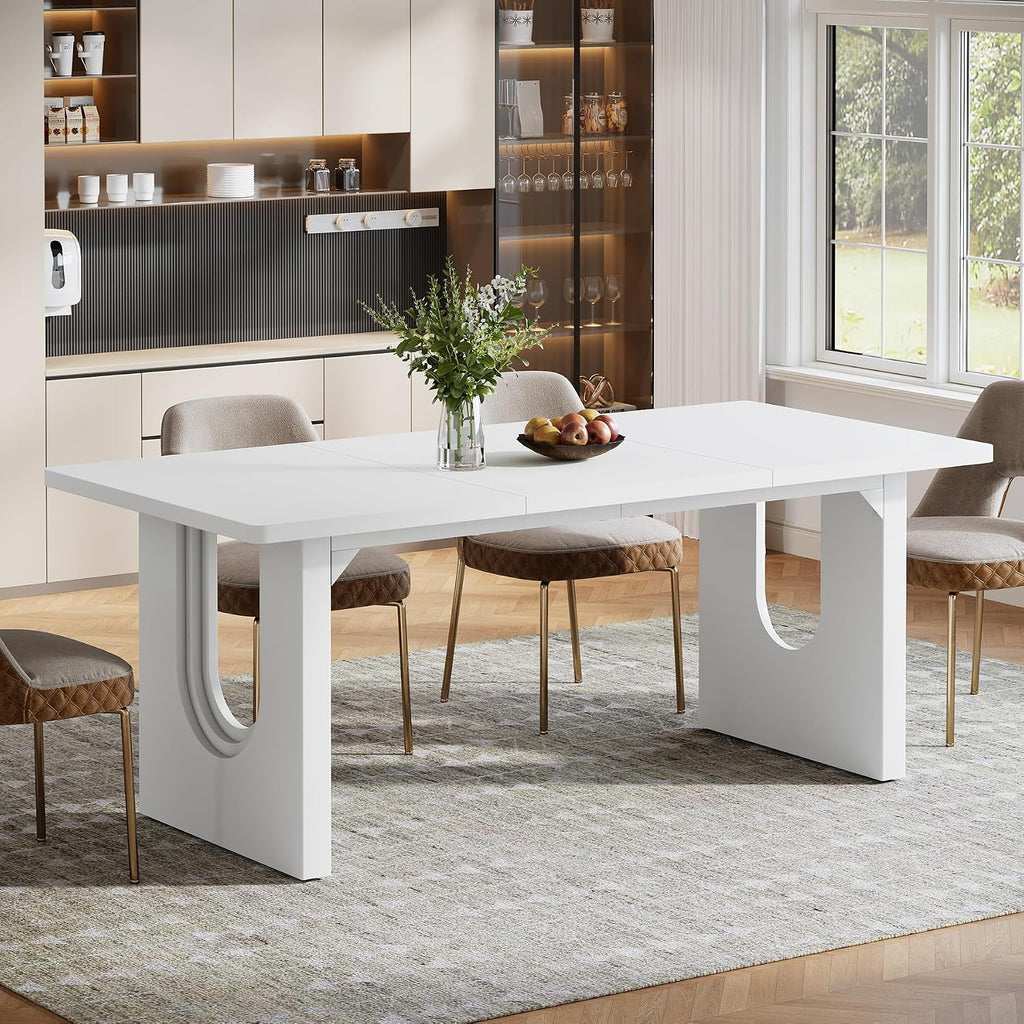 Tribesigns Modern Dining Table for 6 to 8 People, 70.9' Long Rectangular Kitchen Table with Spacious Tabletop and Sturdy Heavy Duty Legs for Dining Room, White