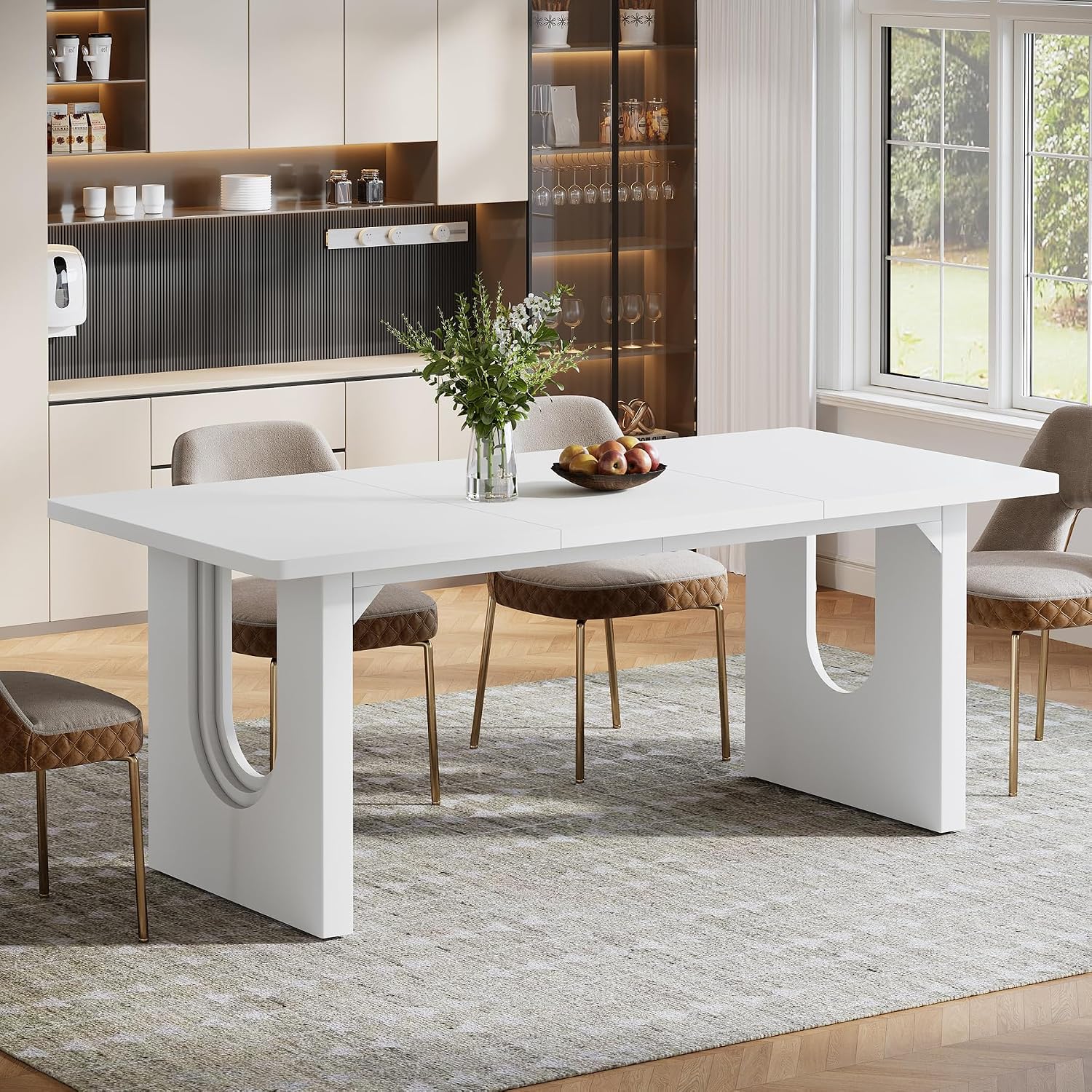 Tribesigns Modern Dining Table for 6 to 8 People, 70.9' Long Rectangular Kitchen Table with Spacious Tabletop and Sturdy Heavy Duty Legs for Dining Room, White