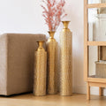Floor Metal Decorated Vases Set of 3 for Gorgeous Home Decoration Large Glazed Metal Vases (Matte Gold)