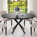 47.24' Round Dining Table for 4-6 Person, Round Kitchen Table with Wood Top, Circle Dinner Pedestal Tables with Metal Legs for Dining Room Kitchen (Black)