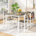 Recaceik Dining Table Set for 4 Wood Kitchen Table Chairs Set, 47 '' Farmhouse 5 Piece Dining Room Table Set, Space-Saving Dinette Set for Breakfast Nook, Apartment, Grey