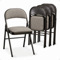 MECO 4-Pack Portable Padded Foldable Chairs, Lightweight and Cushioned Metal Fabric Folding Chair, Sudden Comfort, Black - Compact and Collapsible Furniture for Indoor and Outdoor Use