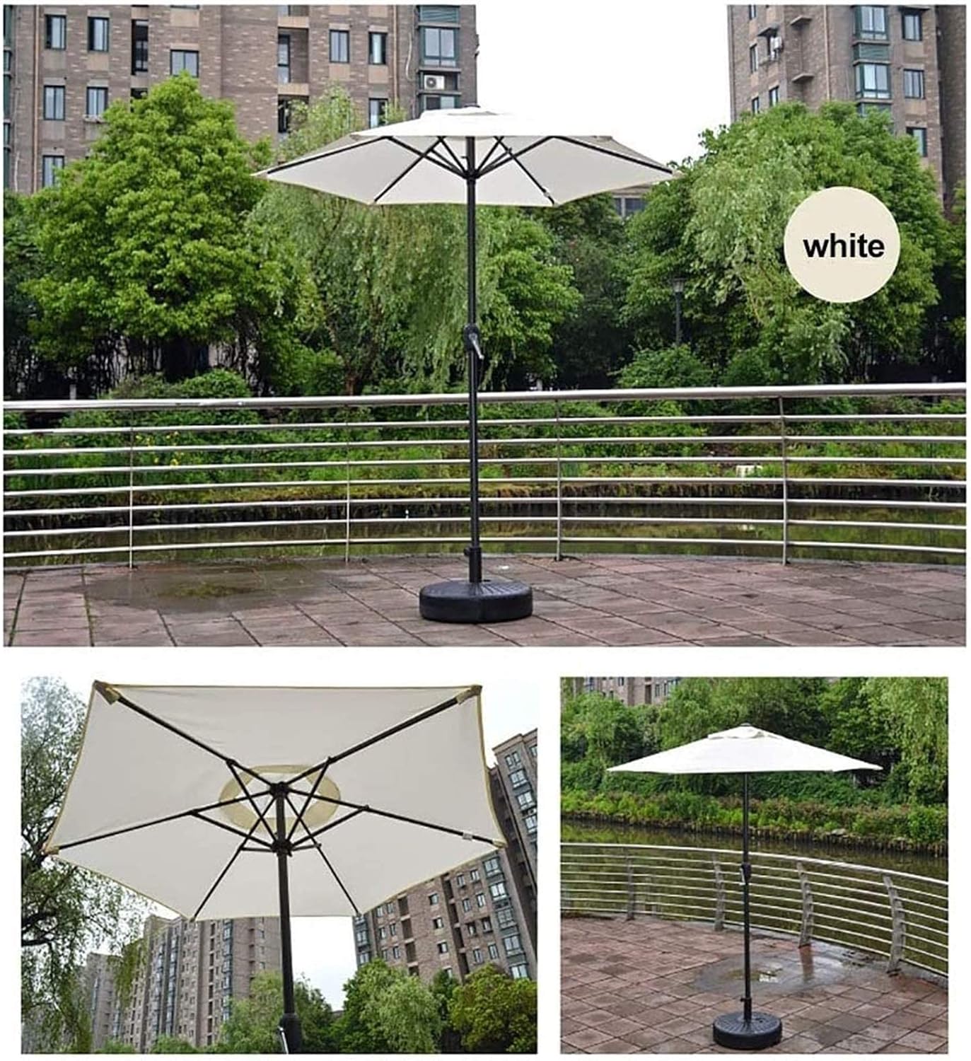 LSLYTQ Outdoor Garden Parasols Garden Parasols 6 Feet Outdoor Table Umbrella with Crank 6 Iron Ribs, Market Umbrella for Pool, Beach, Garden, Restaurant,Without Parasol Base good