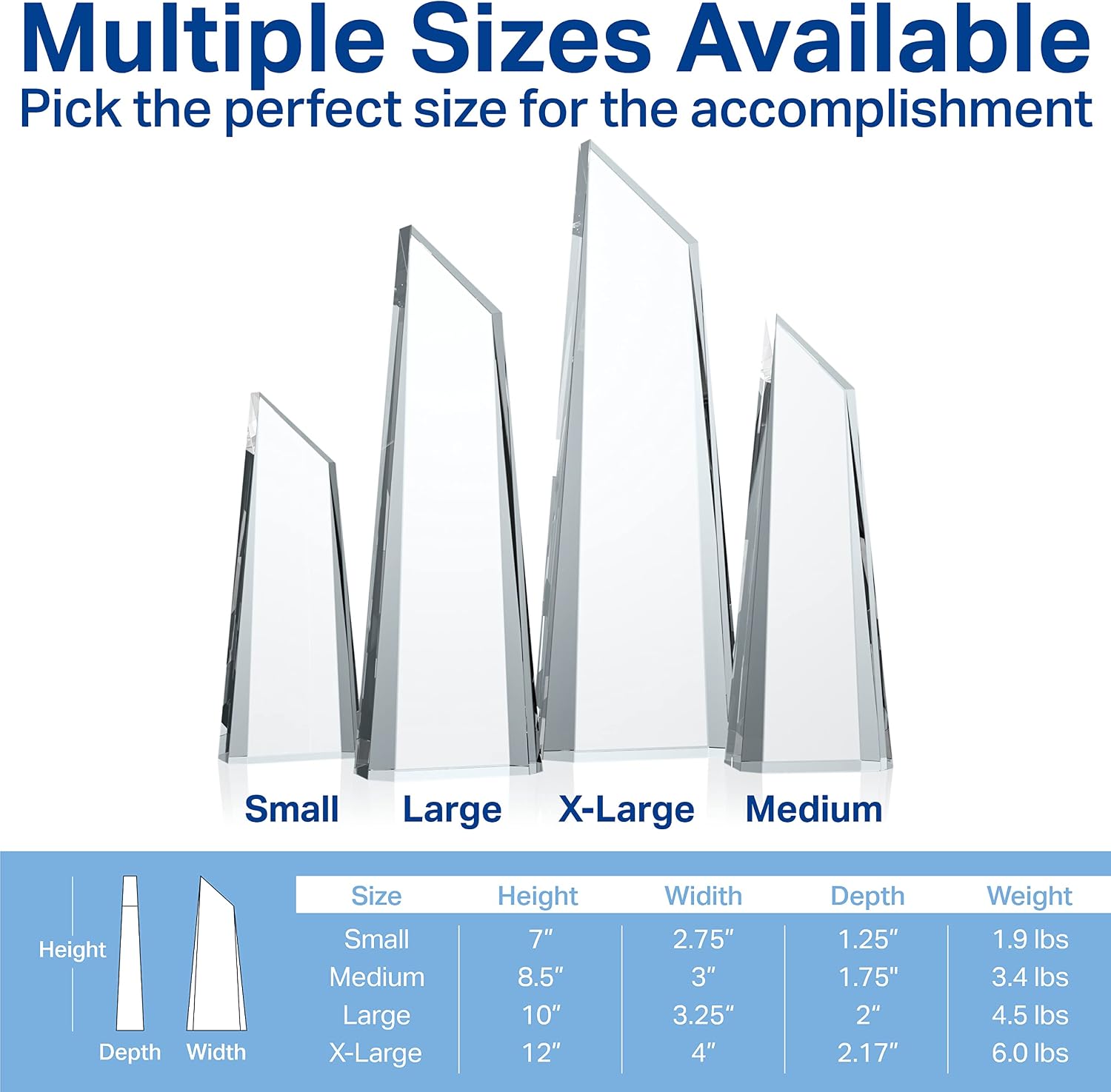 Crystal Peak Top Sales Award Trophy – Personalized Corporate Recognition Plaque with Custom Engraving for Sales Excellence, Quarterly Performance or Salesperson of The Year (M - 8.5')