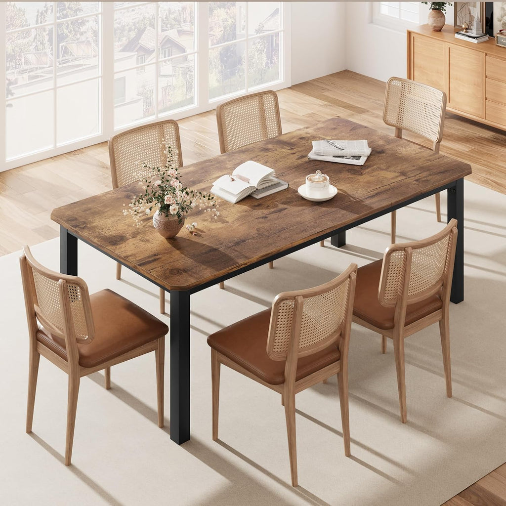 IDEALHOUSE 78.7' Long Rectangle Dining Table for 6-8 People, Industrial Wood Dinner Table (Only Table) (New Retro)
