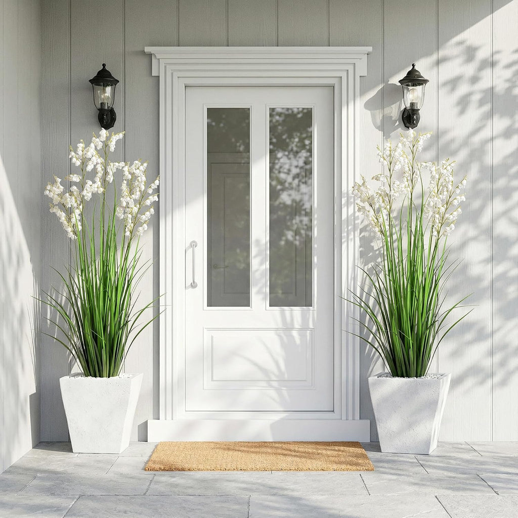 Ttranewsoo Green Onions Home Decor Fake Plants Lily of The Valley Snake Plant Home DéCor Accents Artificial Grass Room Decor Artificial Plants Indoor Artificial Grass 47' （2PCS ） White