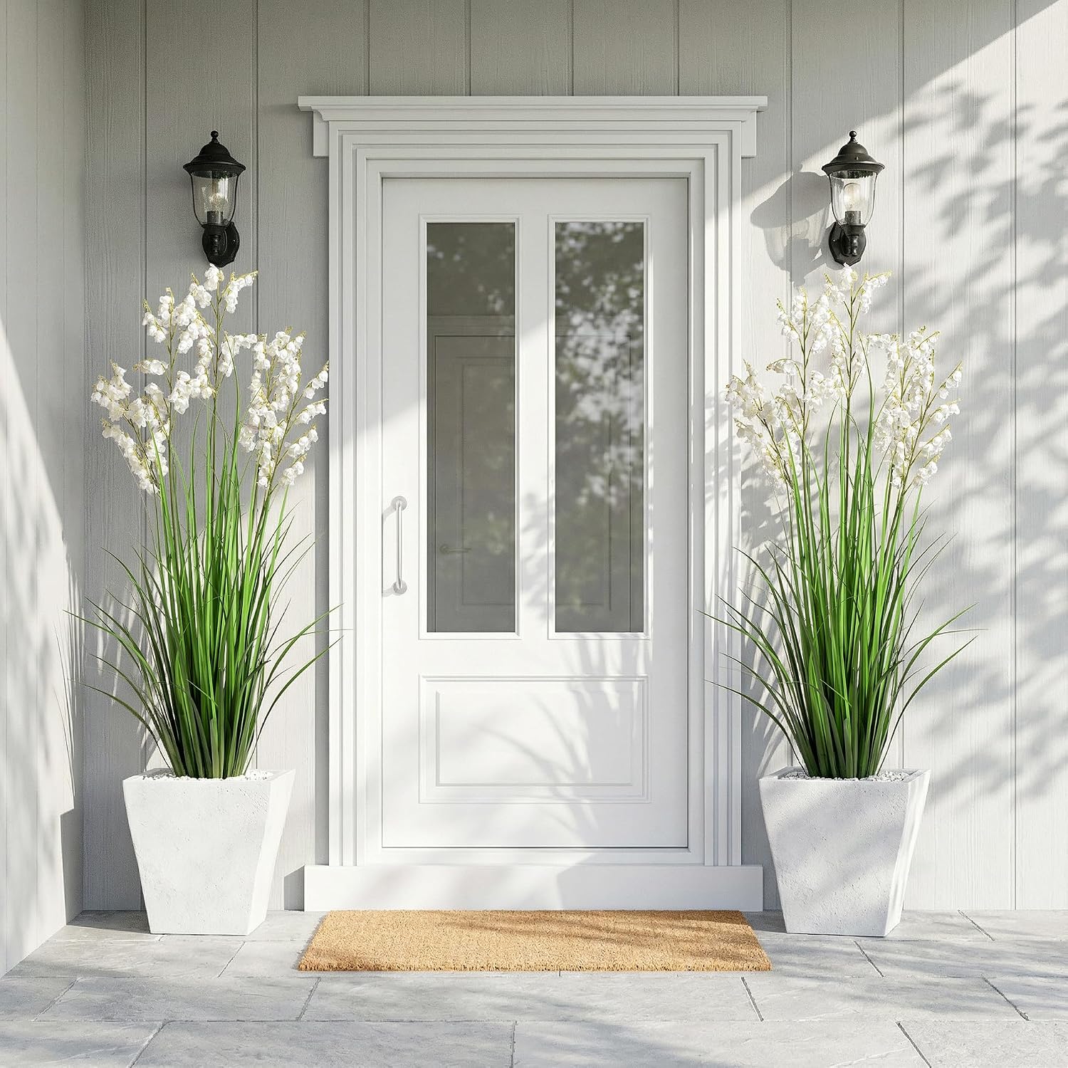 Ttranewsoo Green Onions Home Decor Fake Plants Lily of The Valley Snake Plant Home DéCor Accents Artificial Grass Room Decor Artificial Plants Indoor Artificial Grass 47' （2PCS ） White