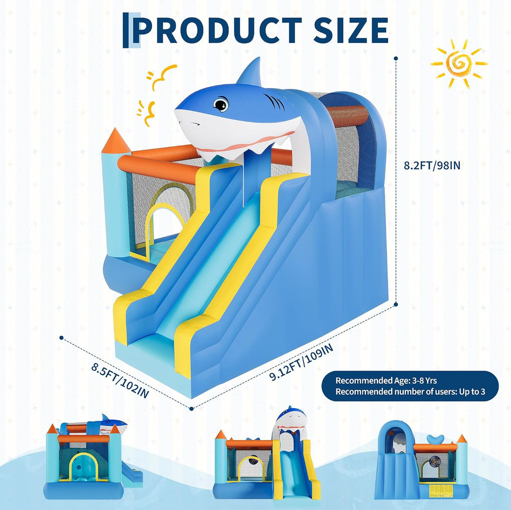 Garvee Inflatable Bounce House, Kids Bounce House, Jump Bouncer with Air Blower and Slide, Jumping Family Backyard Bouncy Castle for Indoor & Outdoor