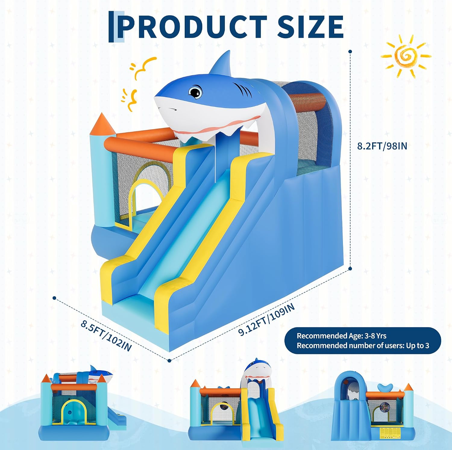 Garvee Inflatable Bounce House, Kids Bounce House, Jump Bouncer with Air Blower and Slide, Jumping Family Backyard Bouncy Castle for Indoor & Outdoor
