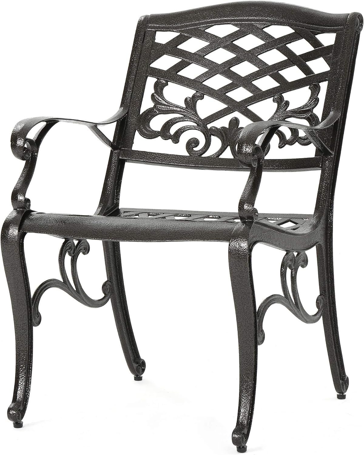 Christopher Knight Home Sarasota Outdoor Cast Aluminum Outdoor Chairs, 2-Pcs Set, Hammered Bronze