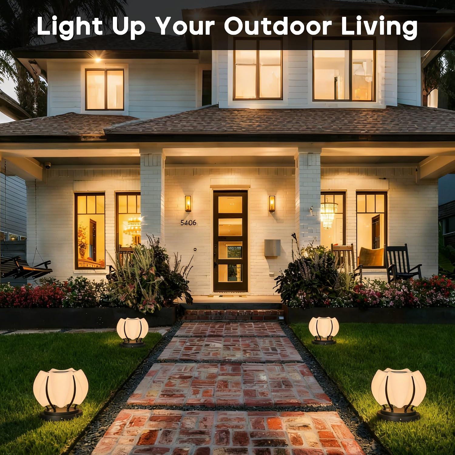 Solar Post Lights, IP54 Modern Pillar Light, Waterproof Column Lamp Outdoor, Dusk to Dawn Solar Post Cap Light with 3200K LED,Fence Deck Cap Lights for Garden Deck Patio Outside Lighting (Flower)