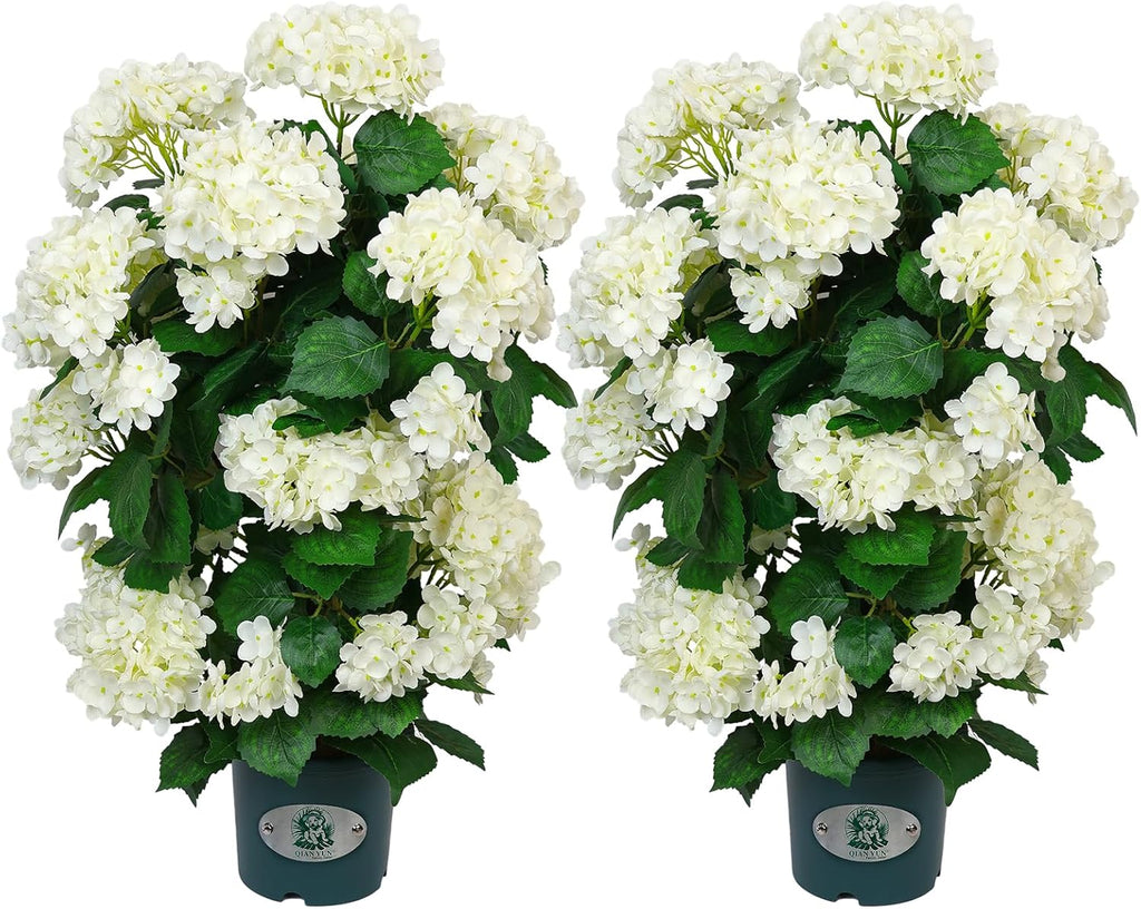 Faux Hydrangea Tree 30' Tall (2 Pack), Artificial Hydrangea Plant in Pot with White Flowers, Realistic Hydrangea Tree for Indoor Outdoor Porch, Patio, Home Decor