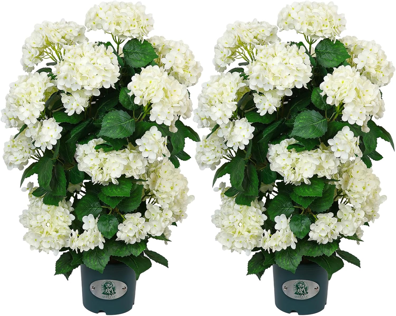 Faux Hydrangea Tree 30' Tall (2 Pack), Artificial Hydrangea Plant in Pot with White Flowers, Realistic Hydrangea Tree for Indoor Outdoor Porch, Patio, Home Decor